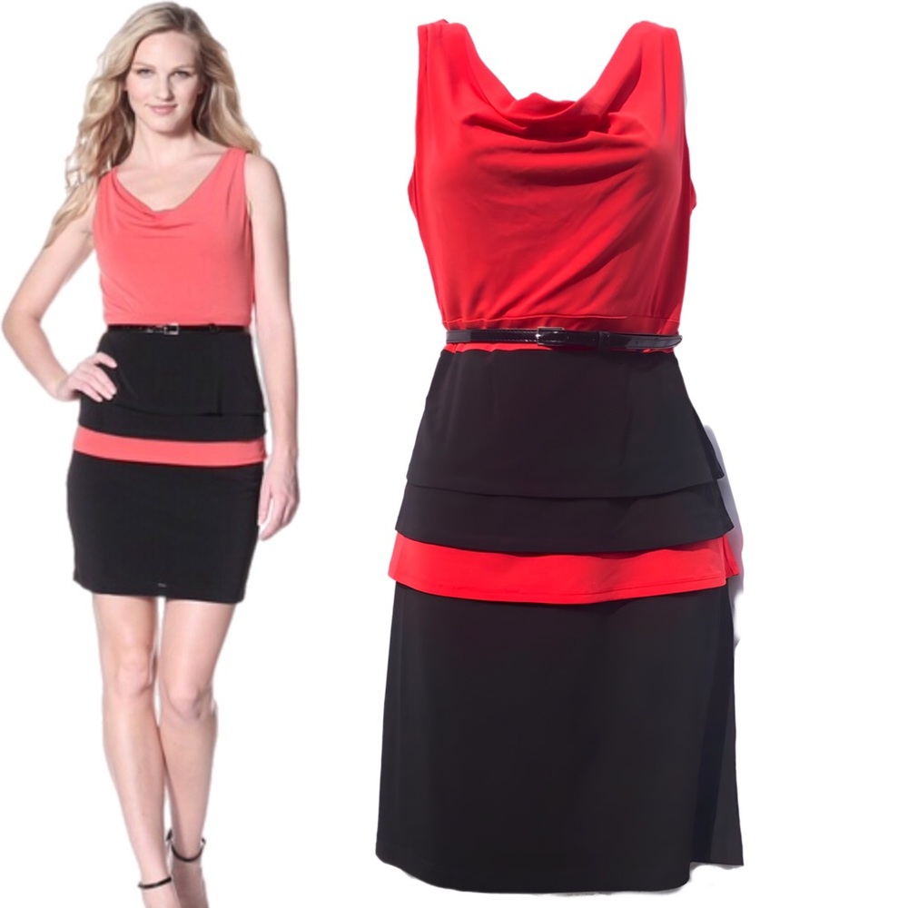 Marc New York Colorblock dress Black and melon, size 8